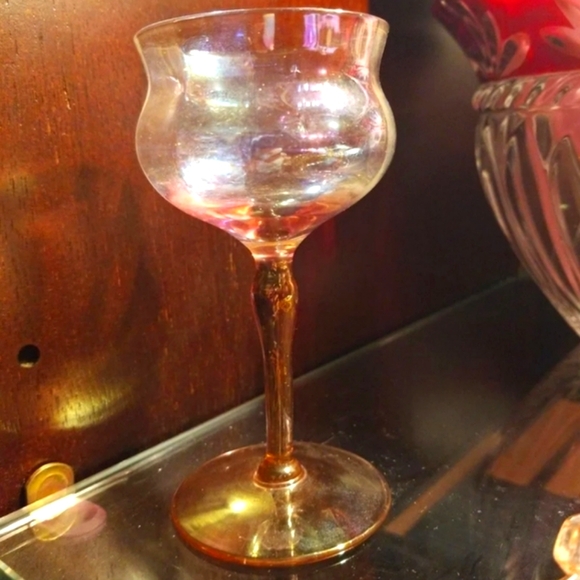 COPY Vtg pink crystal long stem glass & Mid-century NEWOLDSTOCK - Picture 3 of 5